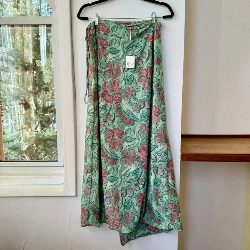 NWT Free People Supernova Two-Piece Maxi Skirt Set Green Medium
